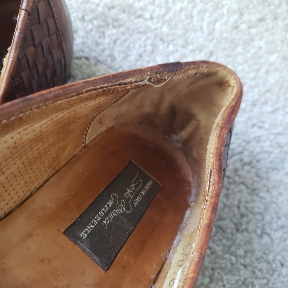 Sesto Meucci Brown Woven Loafers with Gold Accents - Picture 8 of 10